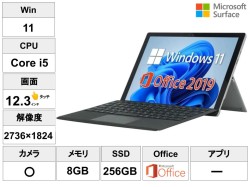 マイクロソフト Surface Pro4 / 12.3インチ タブレットPC/CPU:Core i5-6300U / メモリ:8GB / SSD:256GB / Windows 11 Pro/MS Office 2019 / Webカメラ / USB3.0