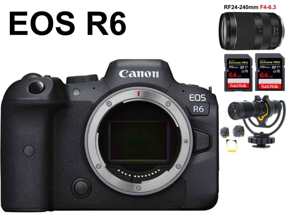 Canon EOS R6 ミラーレス一眼カメラ+RF24-240mm F4-6.3 IS USM +SDXCメモリーカード+DEITY V-Mic  D4 Duo セット | パンダスタジオ・レンタル公式サイト