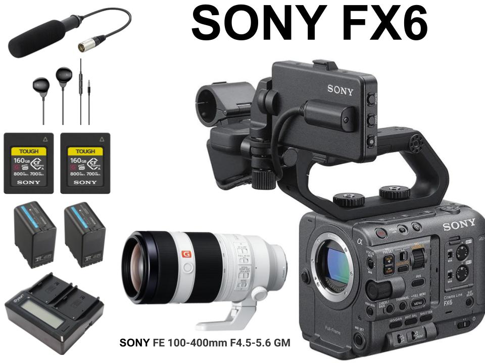 SONY FX6 / FE 100-400mm F4.5-5.6 GM OSS / ECM-XM1 / イヤホン有線 3.5mm / TOUGH160GBカード / BP-U100 / 2連チャージャーセット