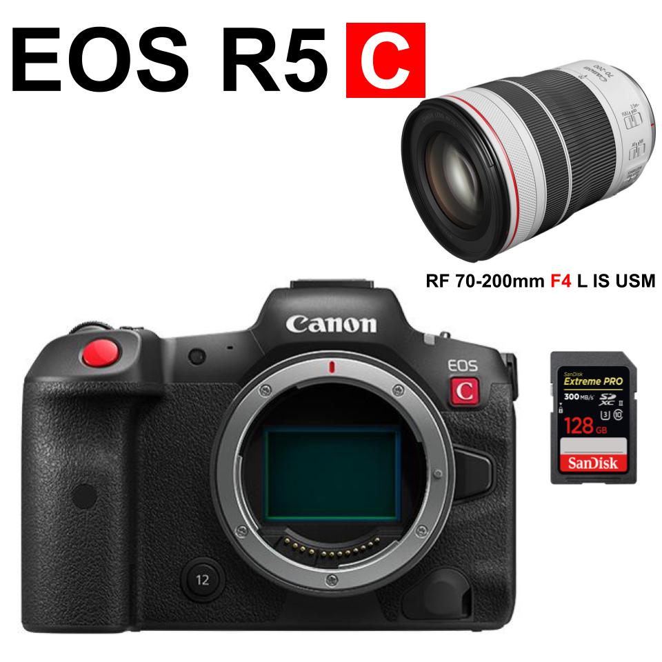 EOS R5 C 8k フルサイズミラーレス デジタルシネマカメラ+ RF70-200mm F4 L IS USM + SanDisk 128GB SDXCカードセット
