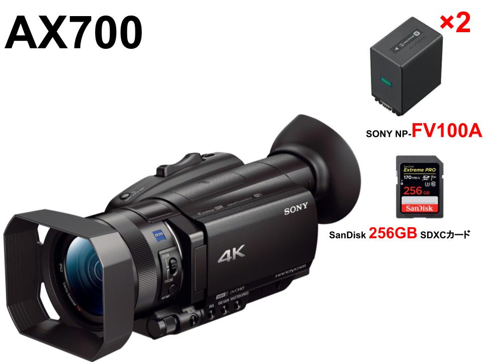 SONY FDR-AX700 / SONY NP-FV100A / SanDisk 256GB SDXCカードセット
