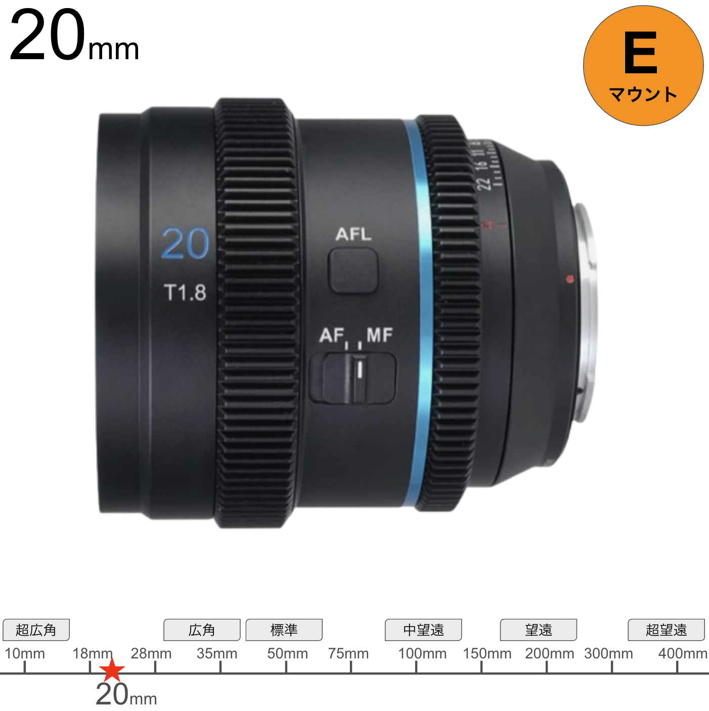 SIRUI 20mm T1.8 1.33X S35 AF アナモルフィックレンズ Eマウント