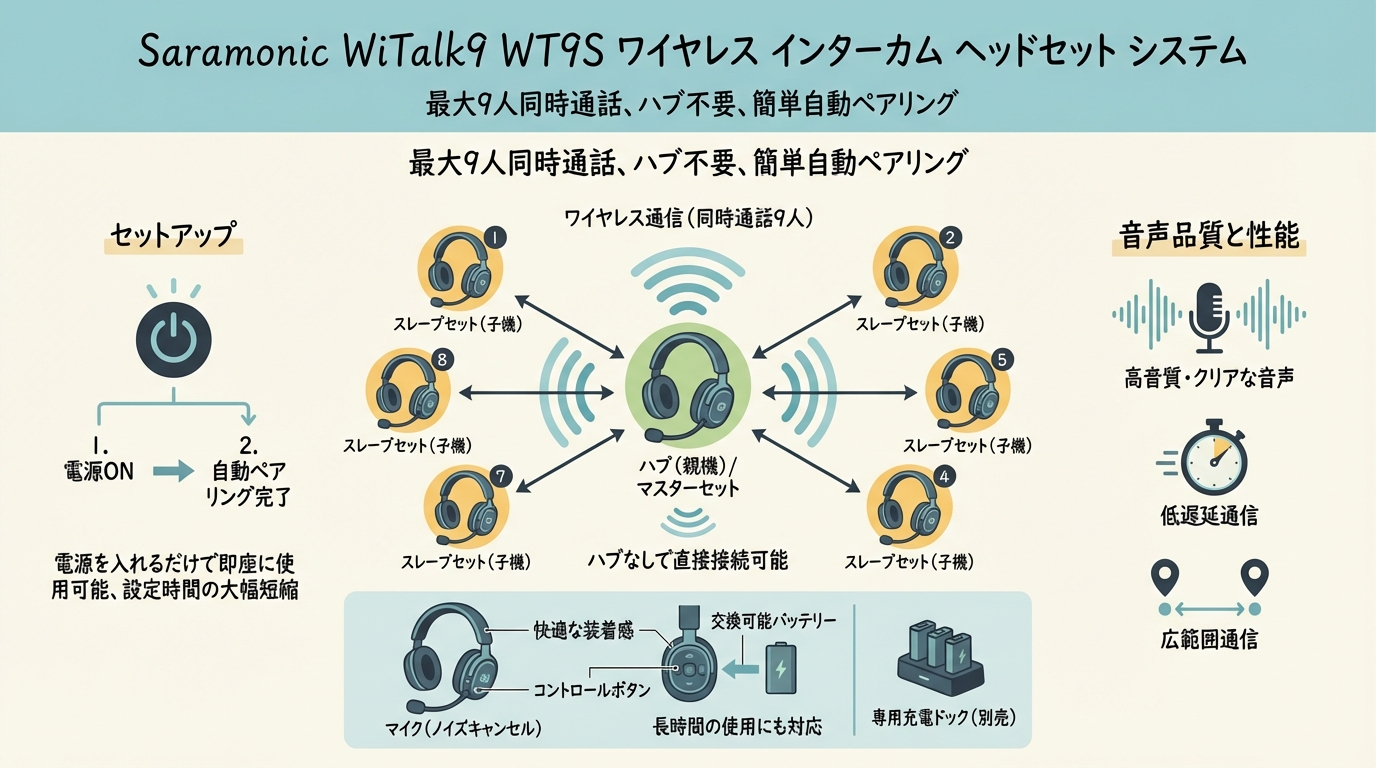 Saramonic WiTalk9 WT9S ワイヤレス インターカム ヘッドセット システム インターネット上のお客様の声（評判）