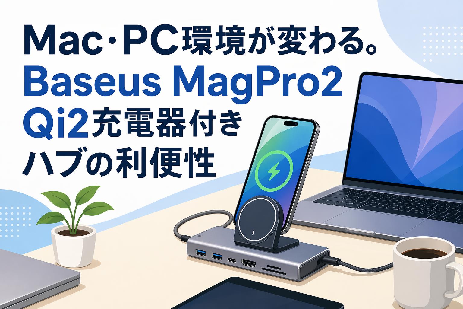 Mac・PC環境が変わる。Baseus MagPro2 Qi2充電器付きハブの利便性