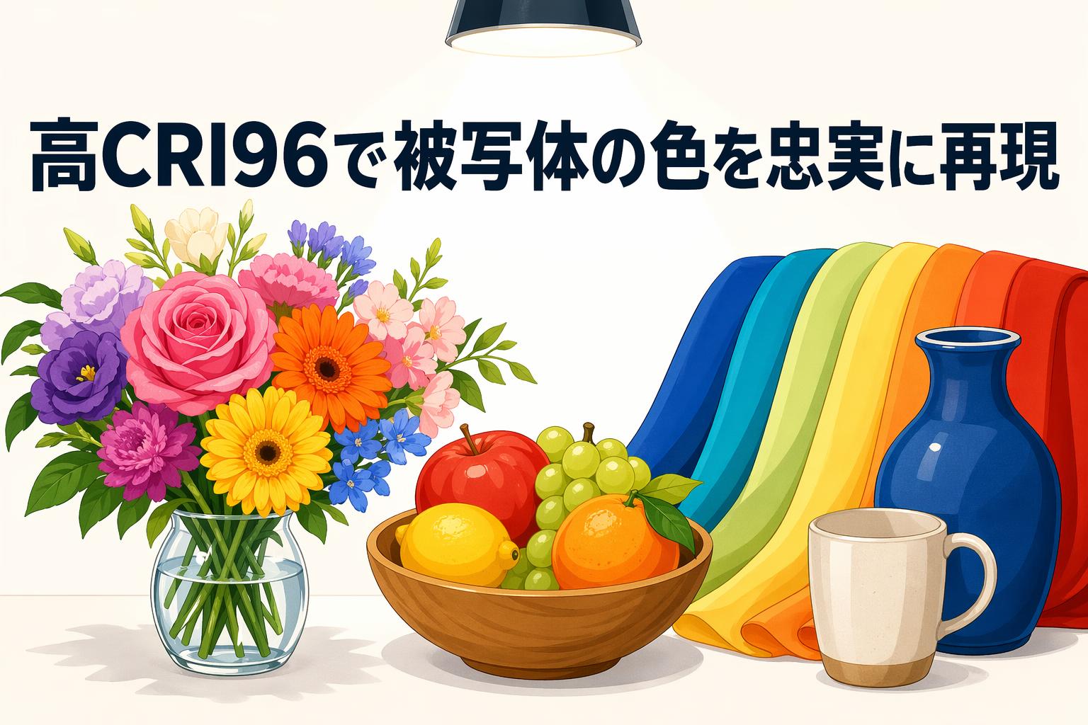 高CRI96で被写体の色を忠実に再現