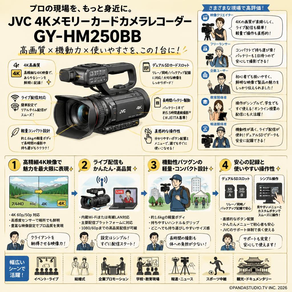 JVC 4Kメモリーカードカメラレコーダー GY-HM250BB インターネット上のお客様の声（評判）