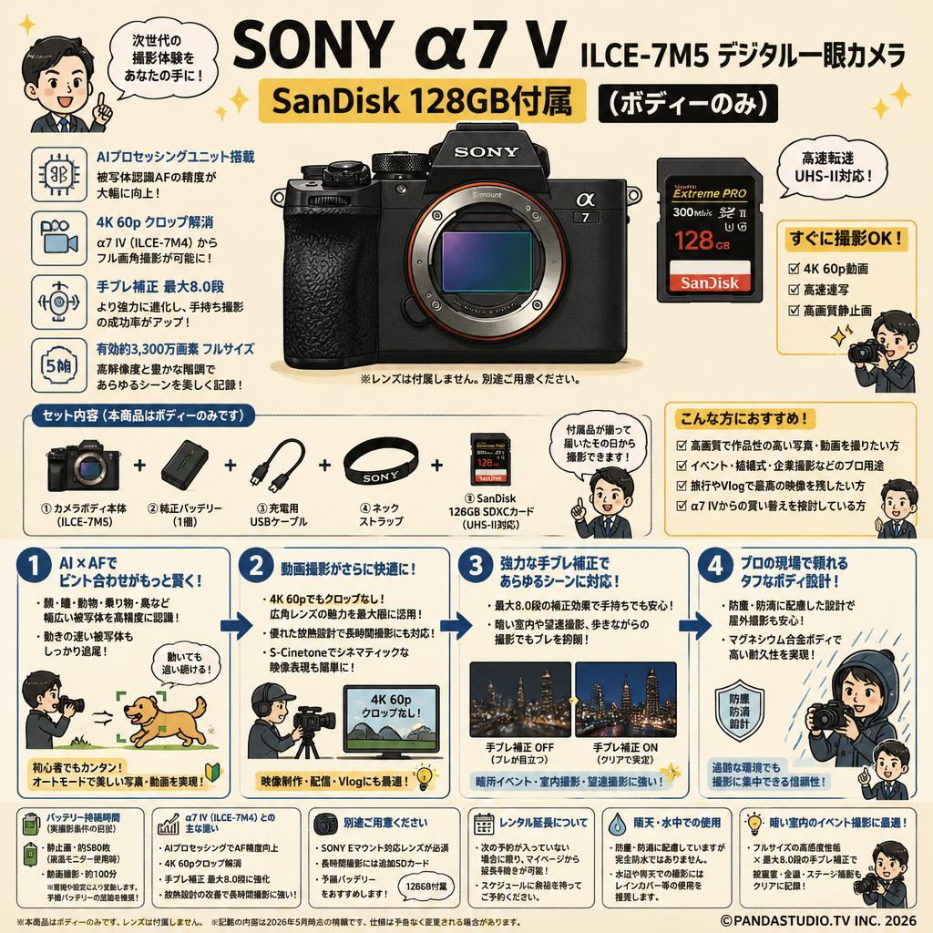 SONY &alpha;7 V ILCE-7M5デジタル一眼カメラ SanDisk 128GB付属 （ボディーのみ）