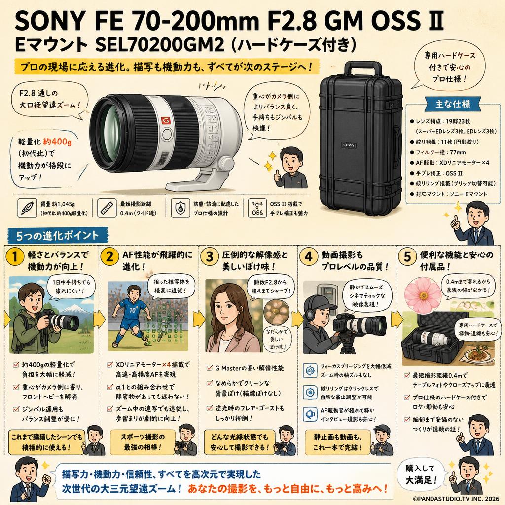 SONY FE 70-200mm F2.8 GM OSS II Eマウント SEL70200GM2（ハードケース付き) インターネット上のお客様の声（評判）