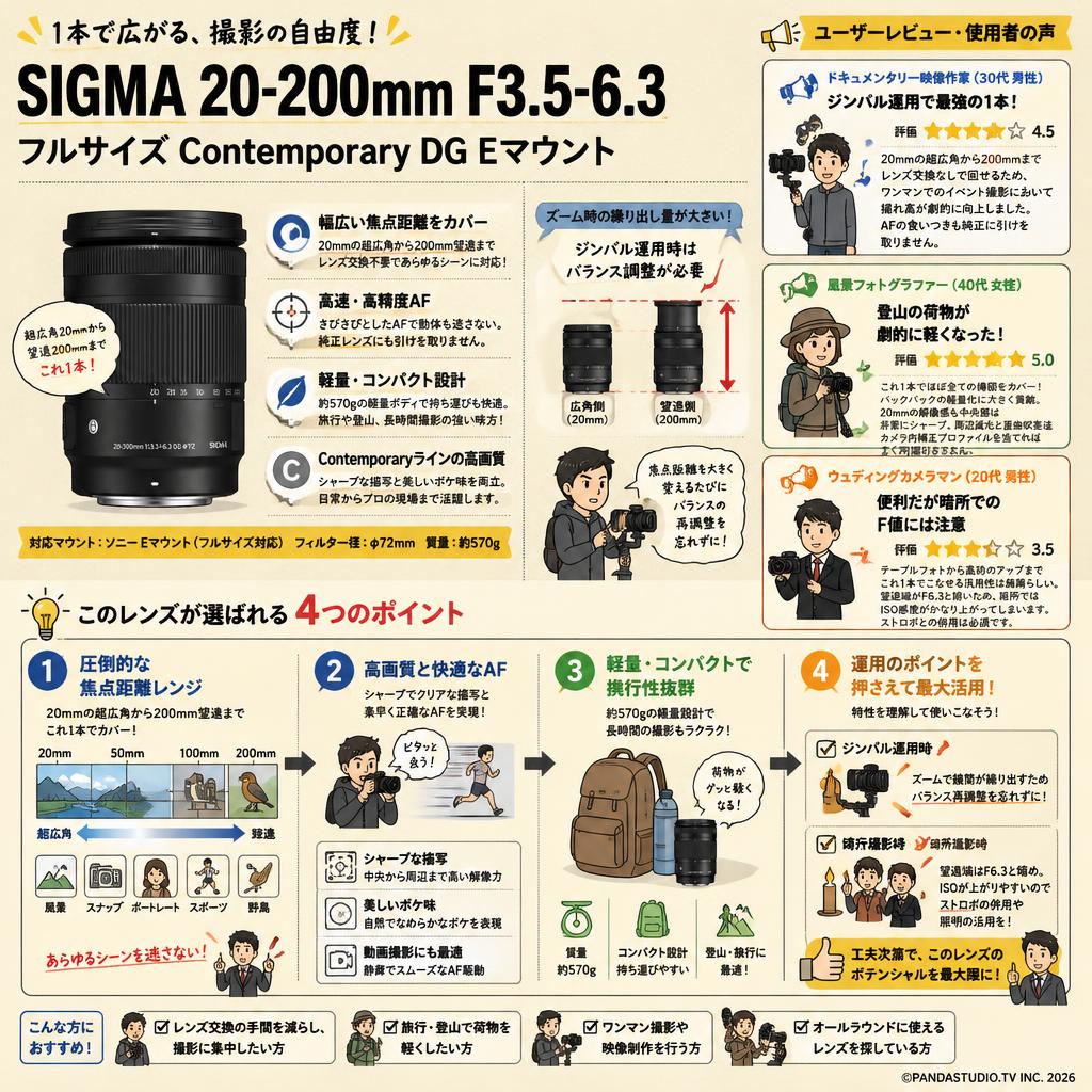 SIGMA 20-200mm F3.5-6.3 フルサイズ Contemporary DG Eマウント インターネット上のお客様の声（評判）