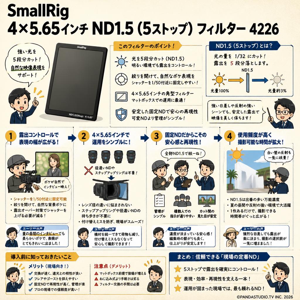 SmallRig 4 x 5.65'' ND 1.5 (5 ストップ) フィルター  4226 インターネット上のお客様の声（評判）