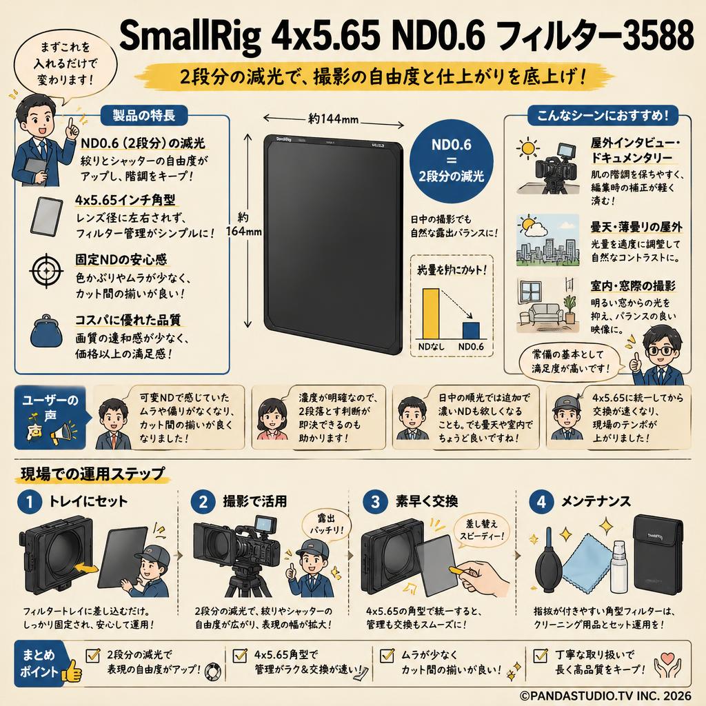 SmallRig 4x5.65 ND0.6 フィルター3588 インターネット上のお客様の声（評判）