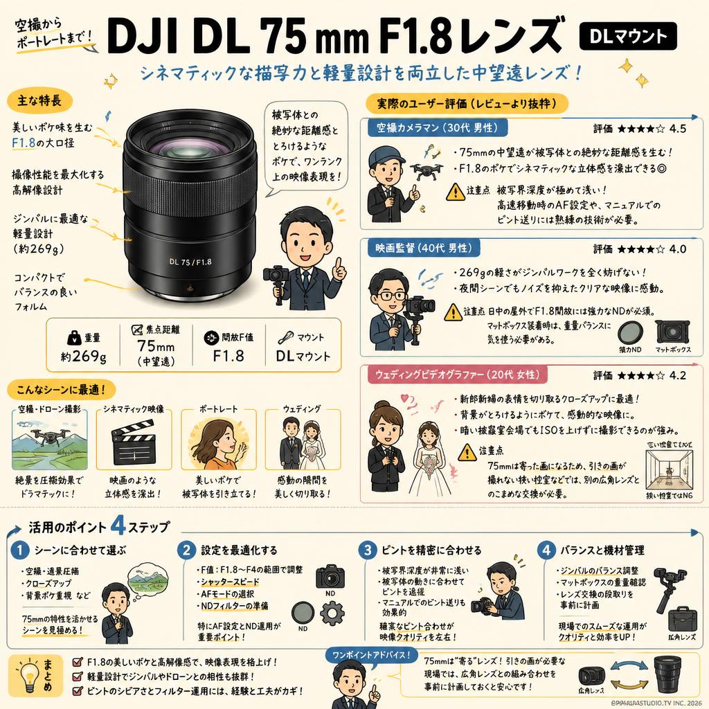 DJI DL 75 mm F1.8レンズ DLマウント インターネット上のお客様の声（評判）