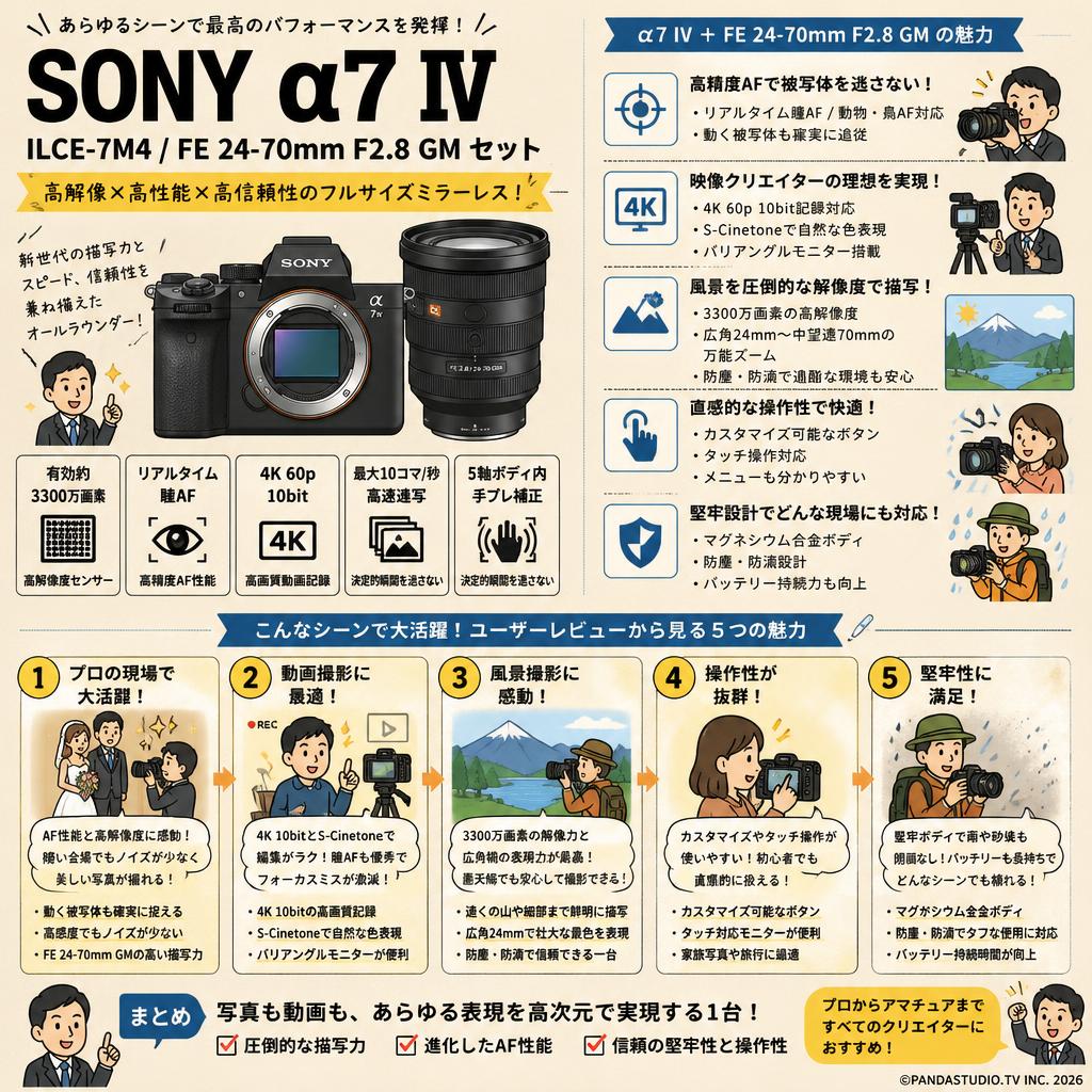 SONY α7 IV ILCE-7M4 / FE 24-70mm F2.8 GM セット インターネット上のお客様の声（評判）