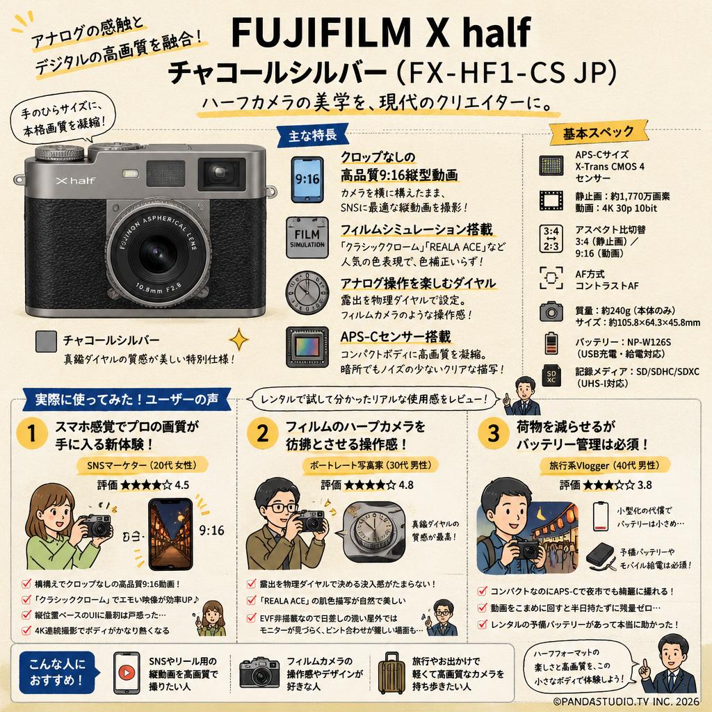 FUJIFILM X half チャコールシルバー ( F X-HF1-CS JP ) インターネット上のお客様の声（評判）