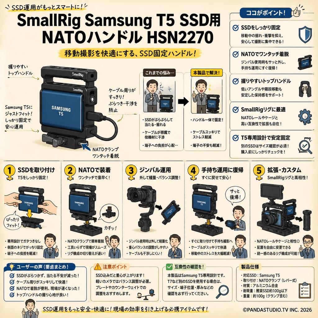 SmallRig Samsung T5 SSD用NATOハンドル HSN2270 インターネット上のお客様の声（評判）