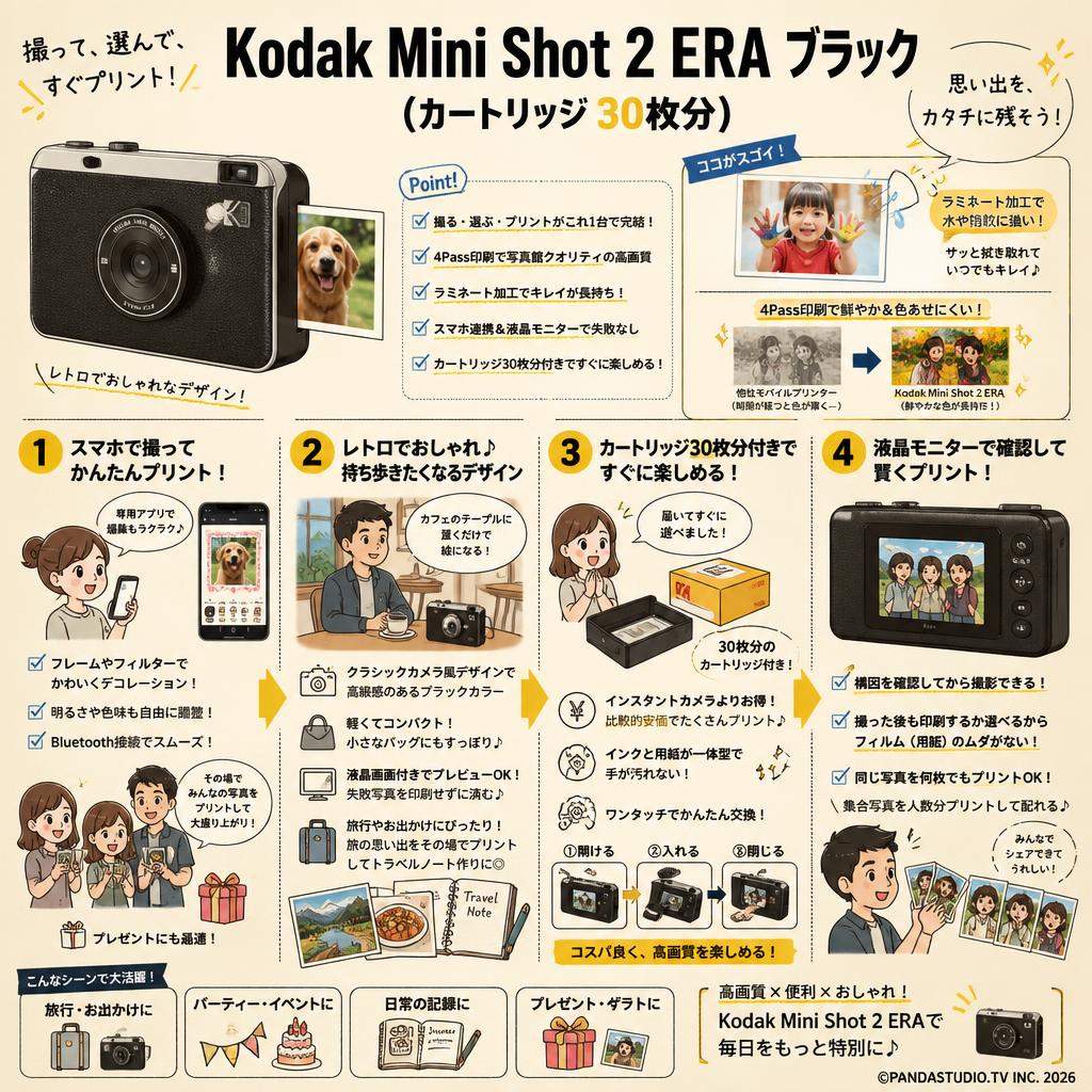 Kodak Mini Shot 2 ERA ブラック(カートリッジ 30枚分) インターネット上のお客様の声（評判）