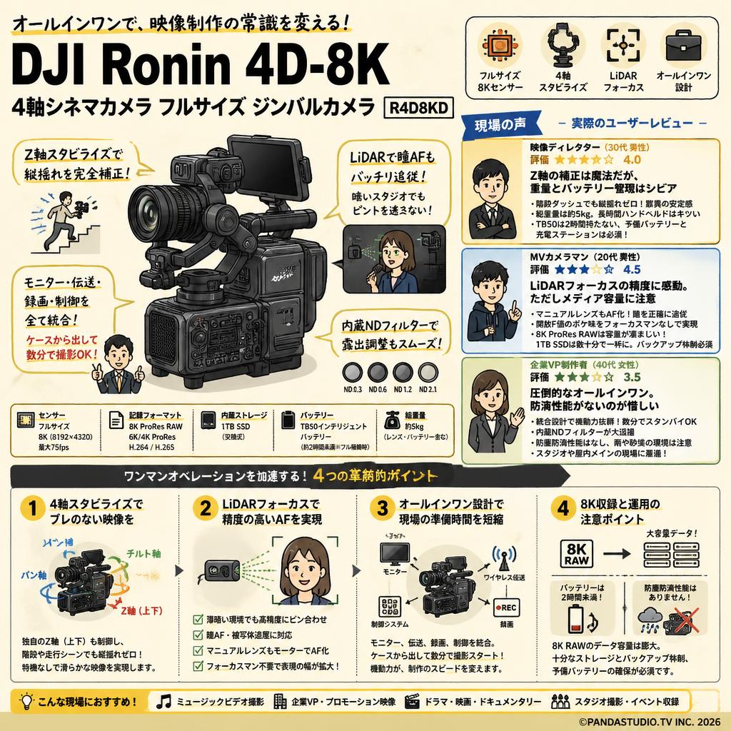 DJI Ronin 4D-8K 4軸シネマカメラ フルサイズ ジンバルカメラ R4D8KD インターネット上のお客様の声（評判）