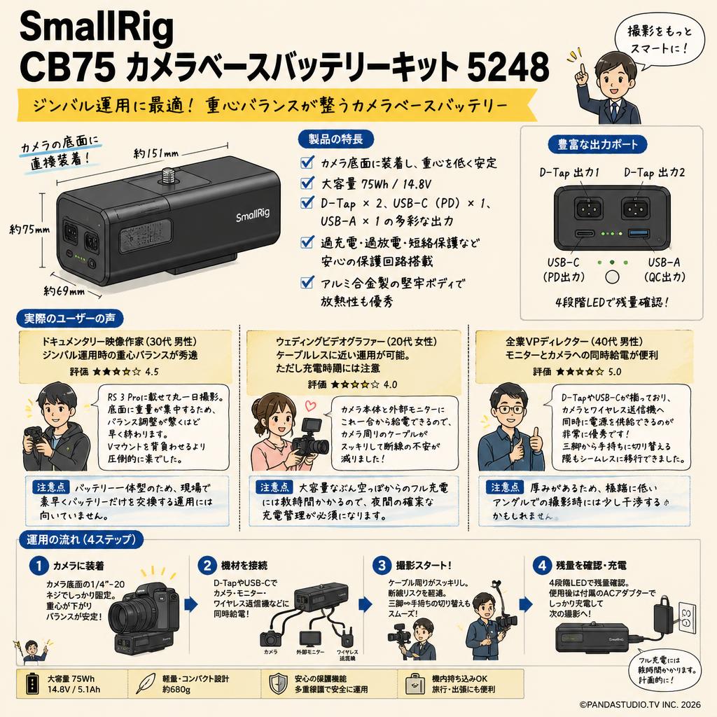 SmallRig CB75 カメラベースバッテリーキット 5248 インターネット上のお客様の声（評判）