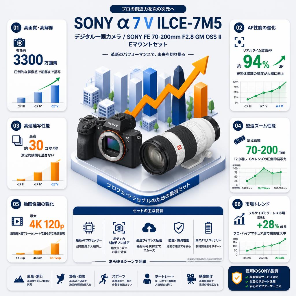 SONY &alpha;7 V ILCE-7M5デジタル一眼カメラ / SONY FE 70-200mm F2.8 GM OSS II Eマウントセット