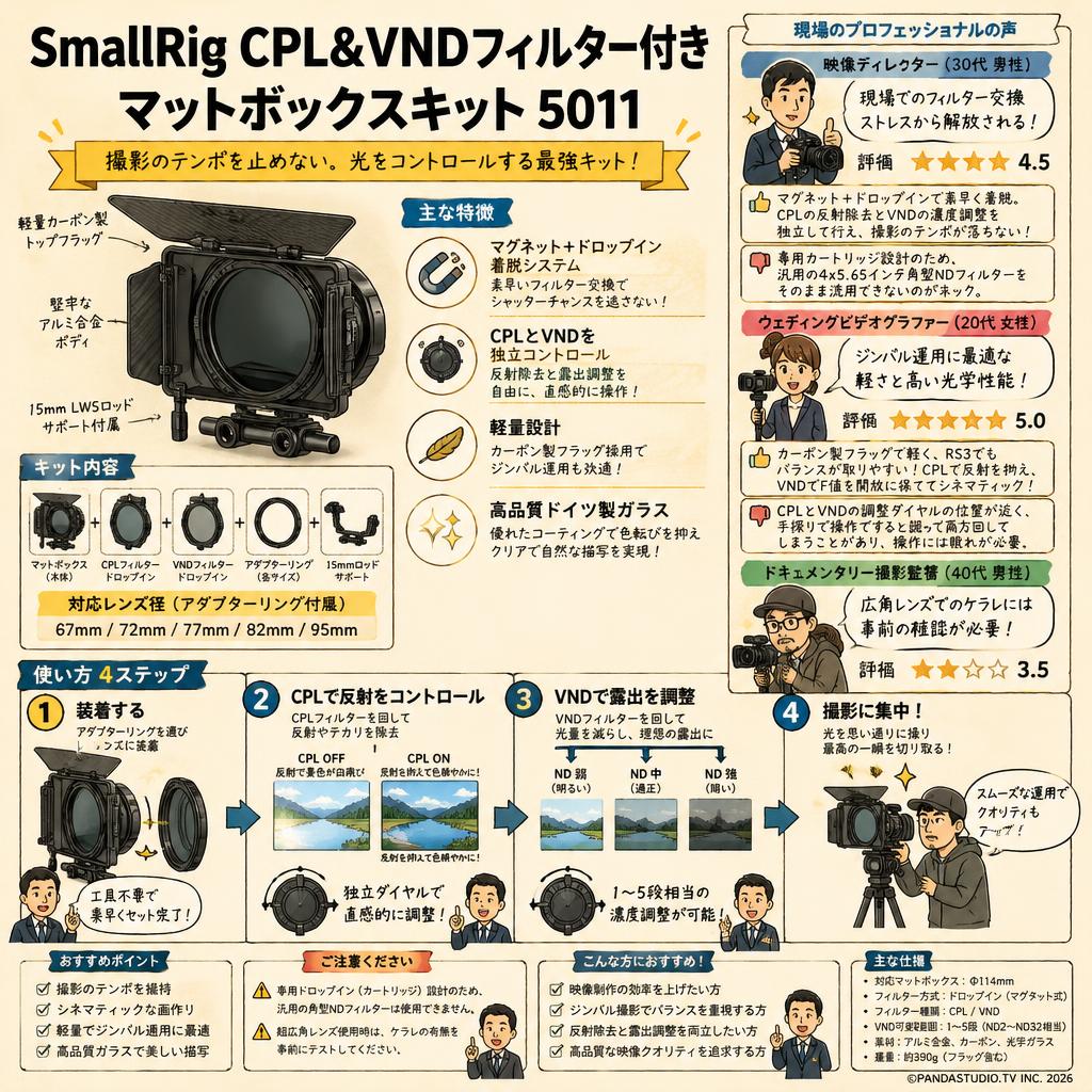 SmallRig CPL&VNDフィルター付きマットボックスキット 5011 インターネット上のお客様の声（評判）