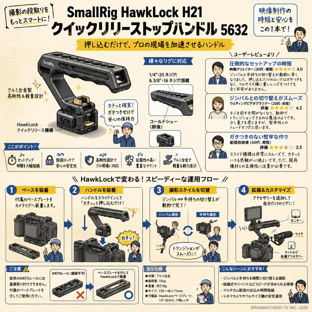 SmallRig HawkLock H21 クイックリリーストップハンドル 5632 インターネット上のお客様の声（評判）