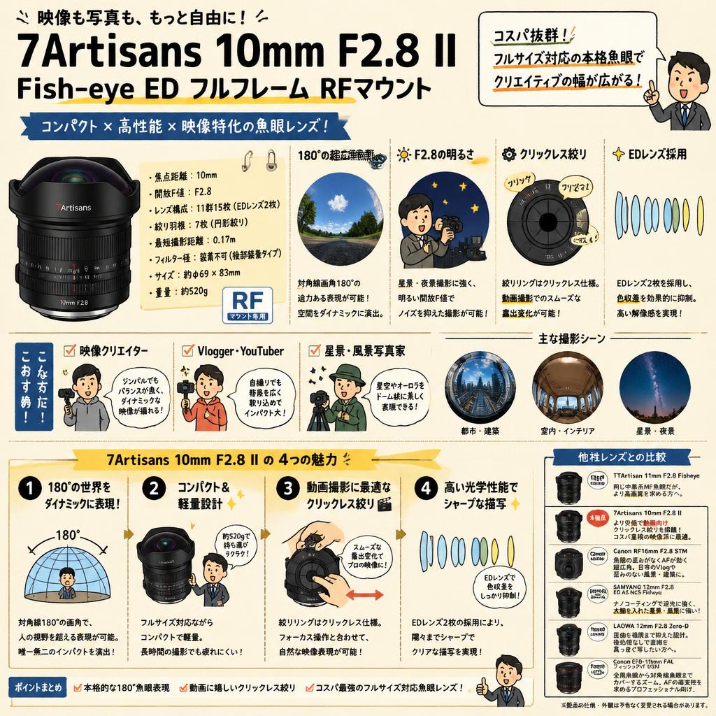 7Artisans 10mm F2.8 II Fish-eye ED フルフレーム RFマウント 関連商品・競合製品