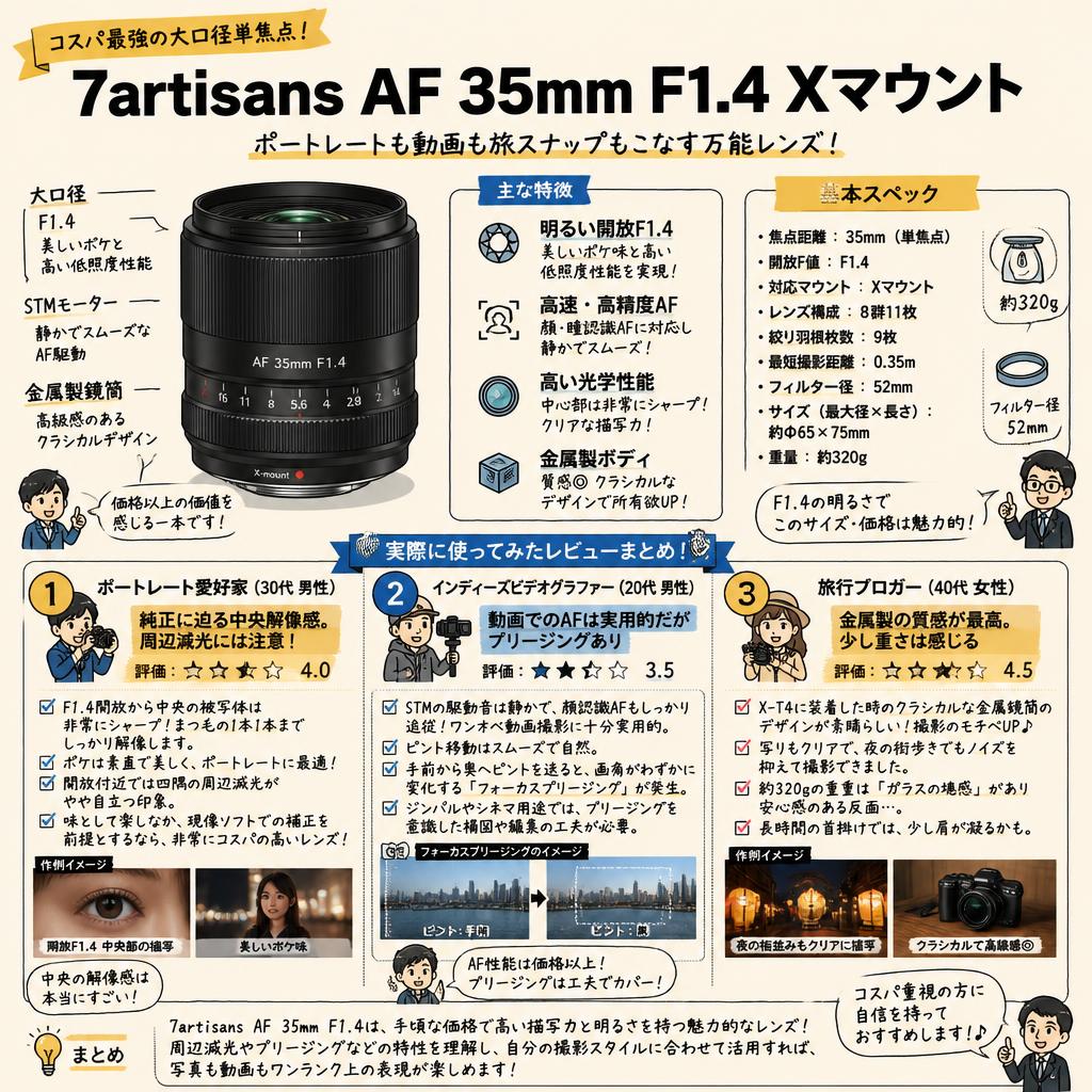 7artisans AF 35mm F1.4 Xマウント インターネット上のお客様の声（評判）