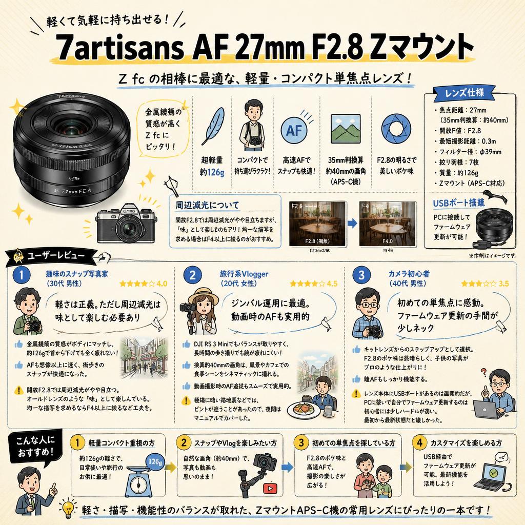 7artisans AF 27mm F2.8  Zマウント インターネット上のお客様の声（評判）