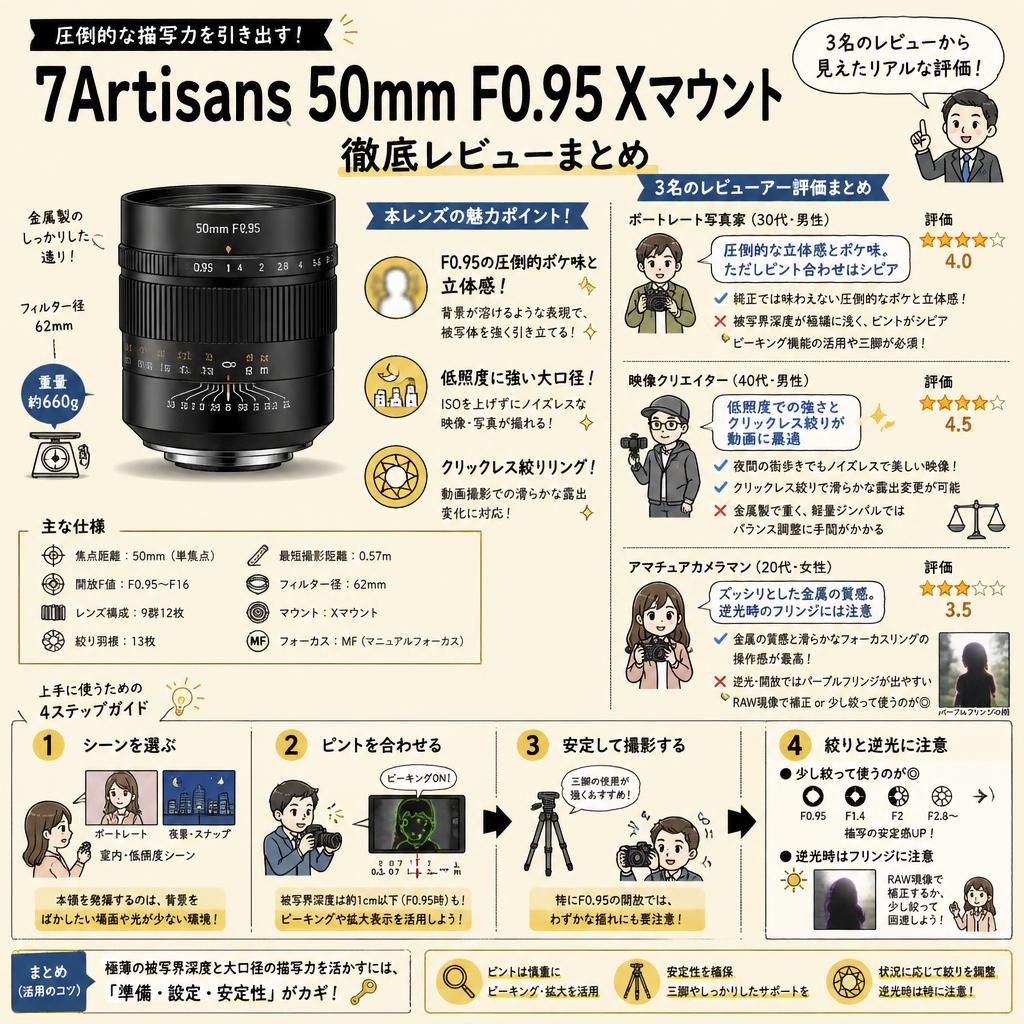 7Artisans 50mm F0.95 Xマウント インターネット上のお客様の声（評判）