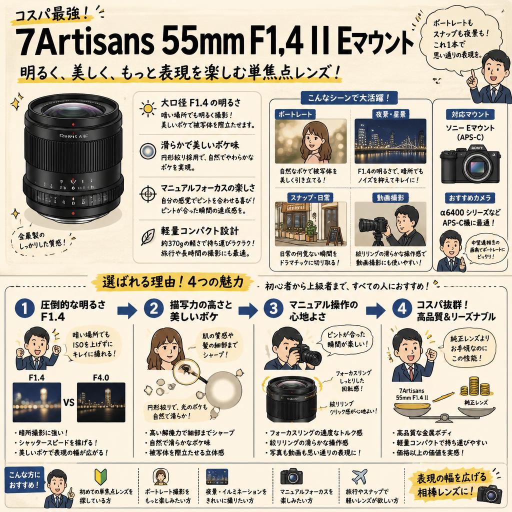 7Artisans 55mm F1.4 II  Eマウント インターネット上のお客様の声（評判）