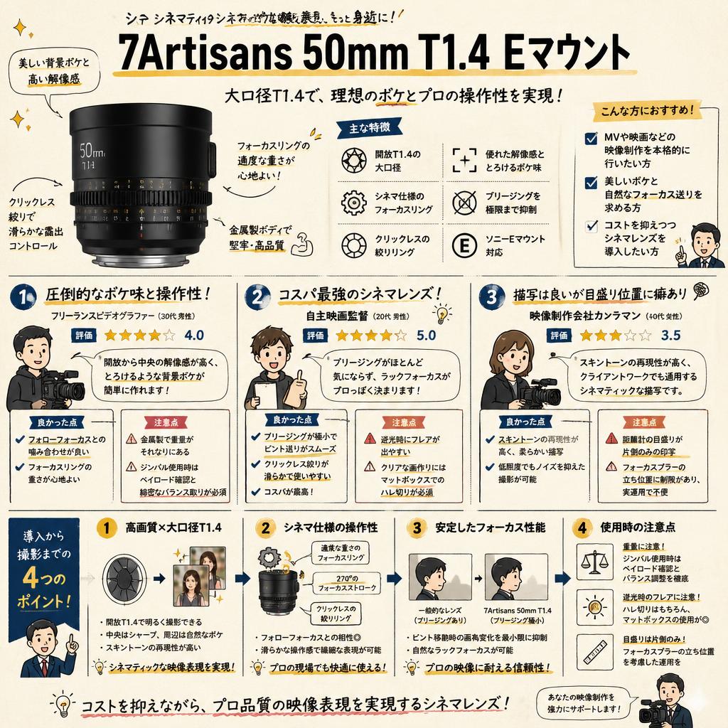 7Artisans 50mm T1.4 Eマウント インターネット上のお客様の声（評判）