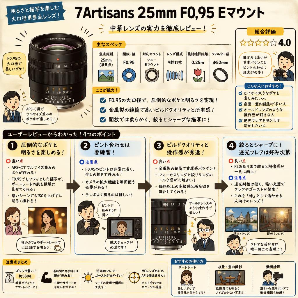 7Artisans 25mm F0.95 Eマウント インターネット上のお客様の声（評判）