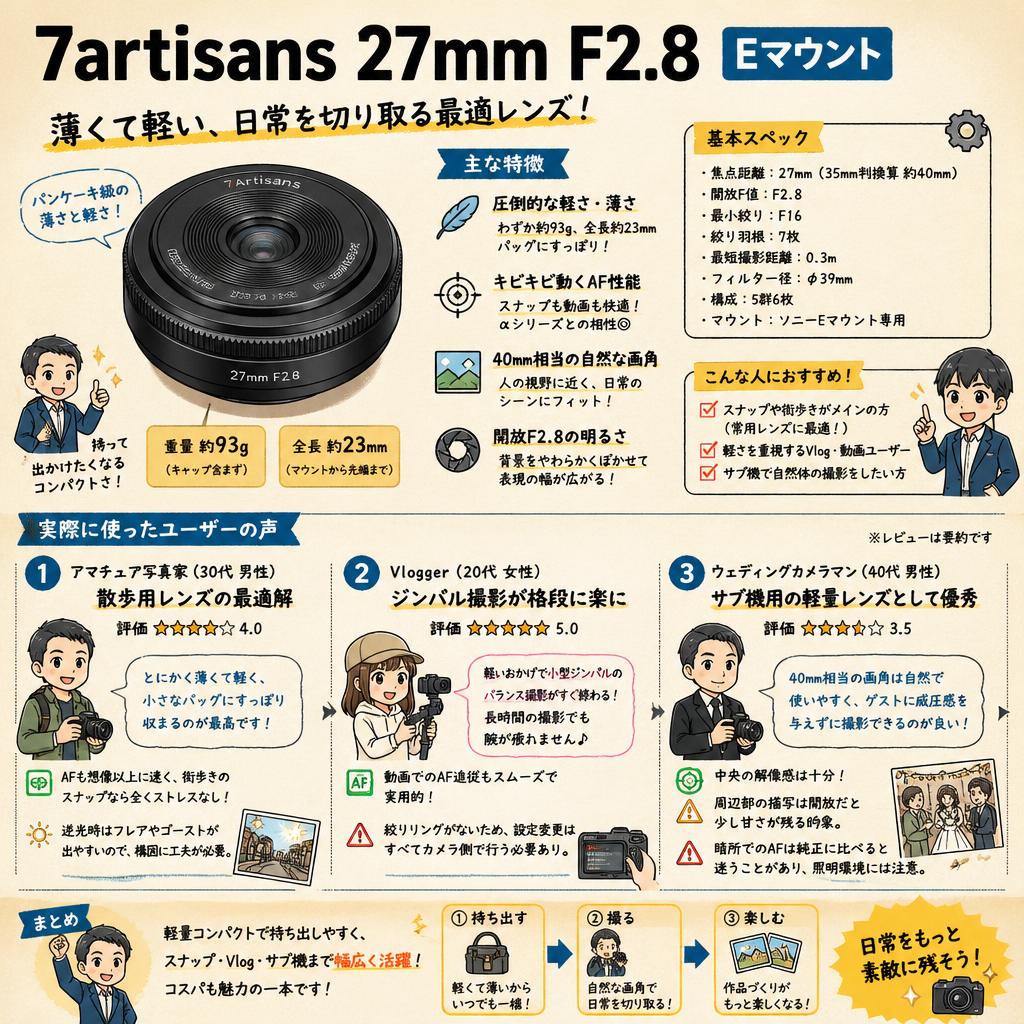 7artisans 27mm F2.8  Eマウント インターネット上のお客様の声（評判）