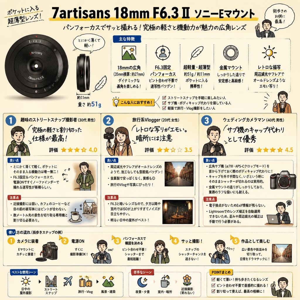 7artisans 18mm F6.3 II  ソニーEマウント インターネット上のお客様の声（評判）