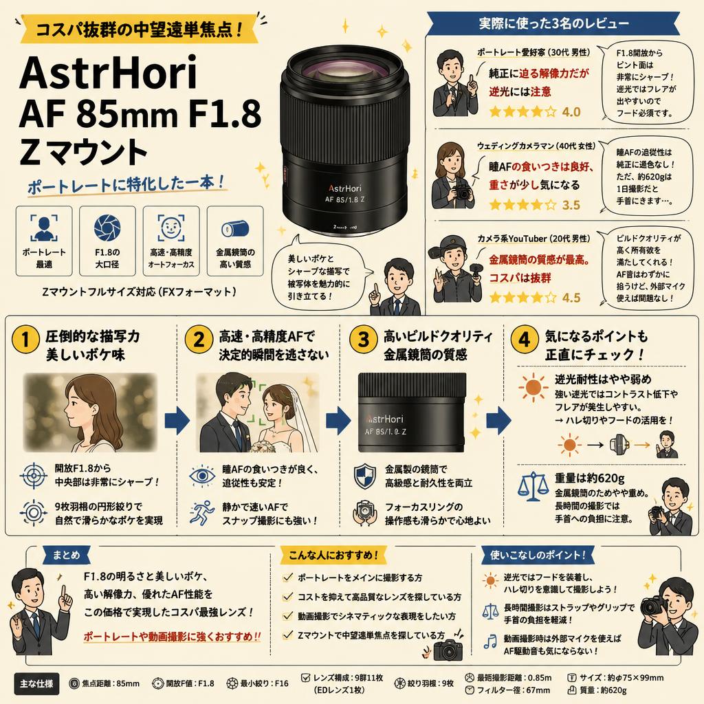 AstrHori AF 85mm F1.8 Zマウント インターネット上のお客様の声（評判）