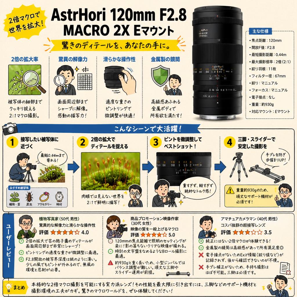 AstrHori 120mm F2.8 MACRO 2X Eマウント インターネット上のお客様の声（評判）