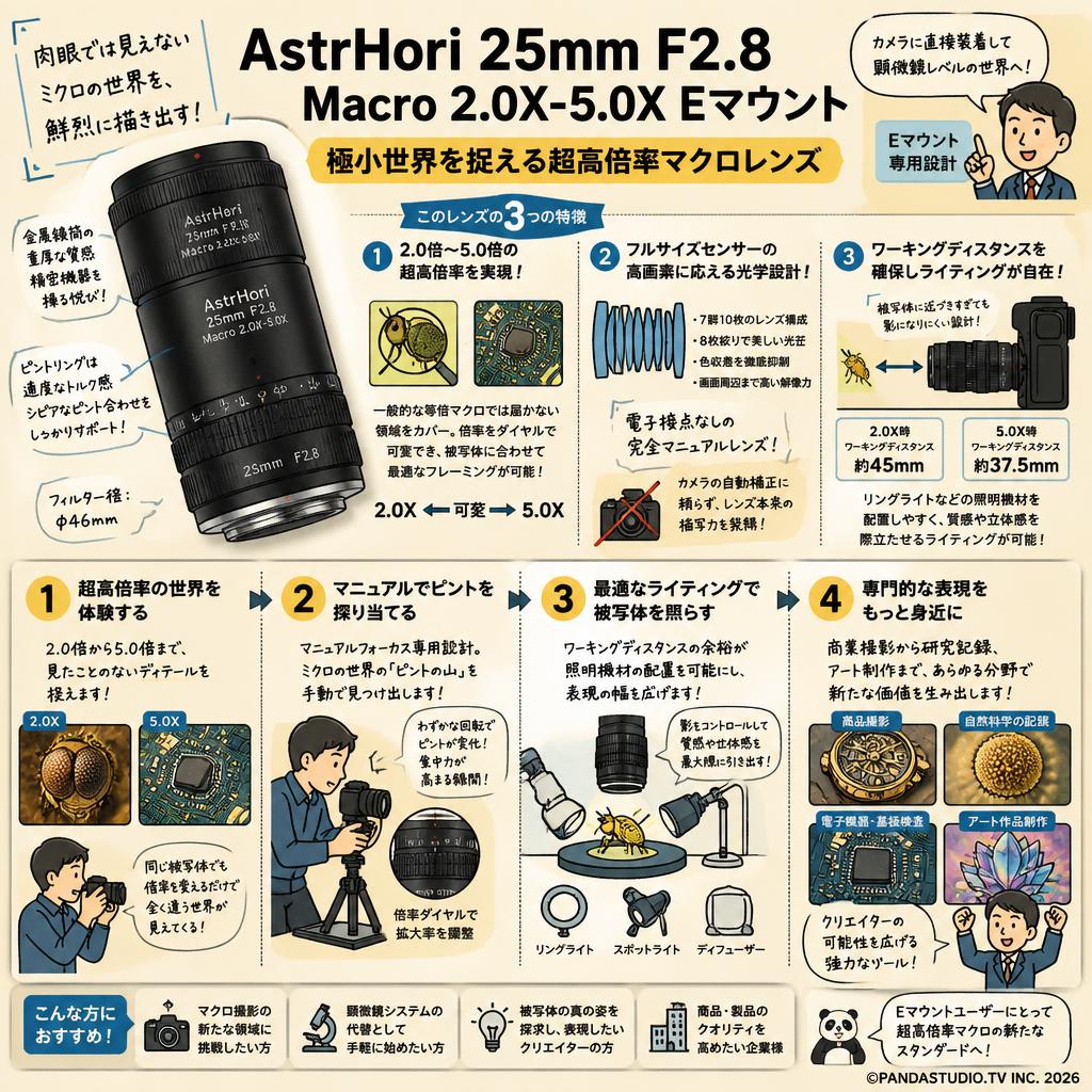 AstrHori  25mm F2.8 Macro 2.0X-5.0X Eマウント 概要