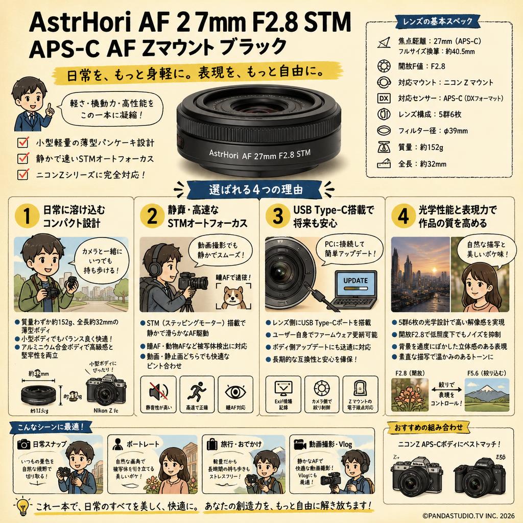 AstrHori AF 27mm F2.8 STM APS-C AF Zマウントブラック 概要