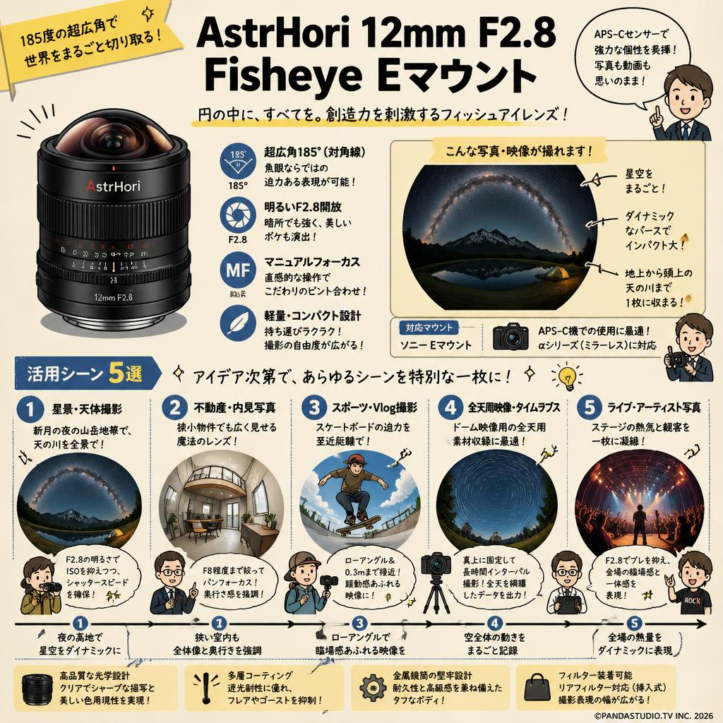 AstrHori 12mm F2.8 Fisheye Eマウント 用途