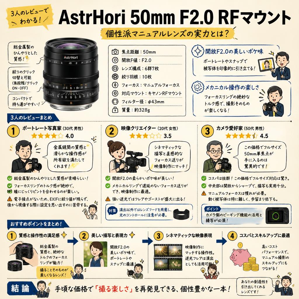 AstrHori 50mm F2.0 RFマウント インターネット上のお客様の声（評判）