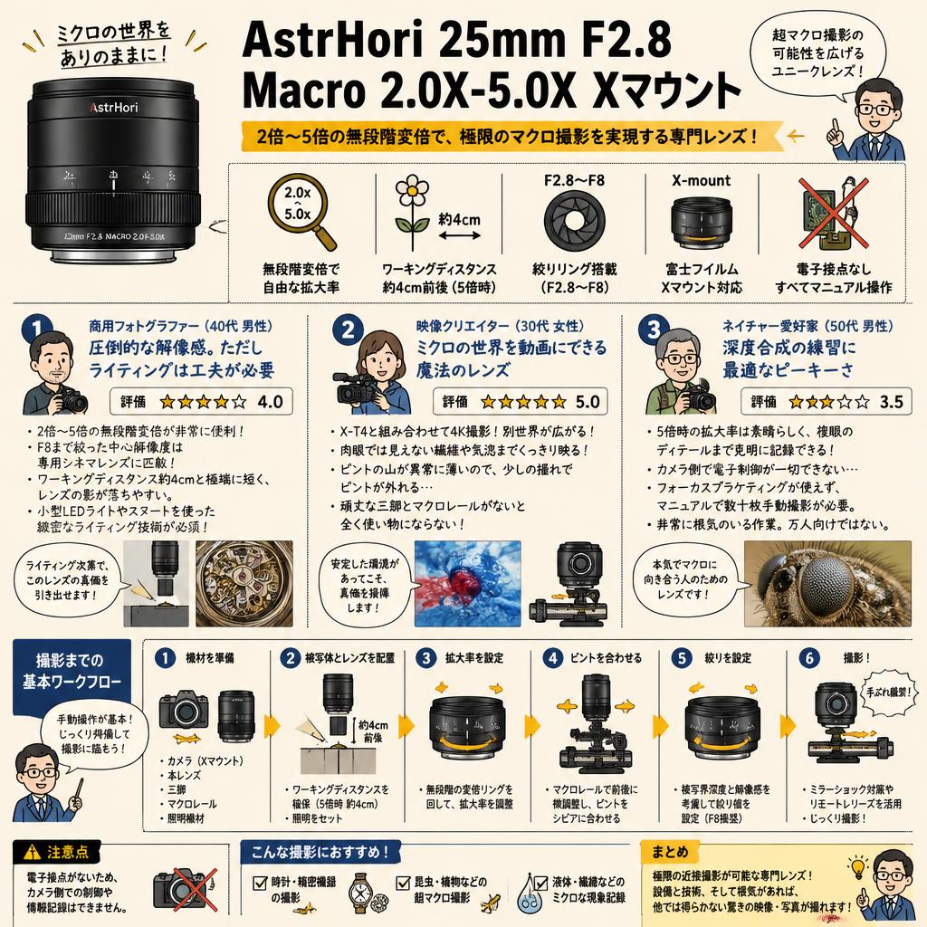 AstrHori  25mm F2.8 Macro 2.0X-5.0X Xマウント インターネット上のお客様の声（評判）