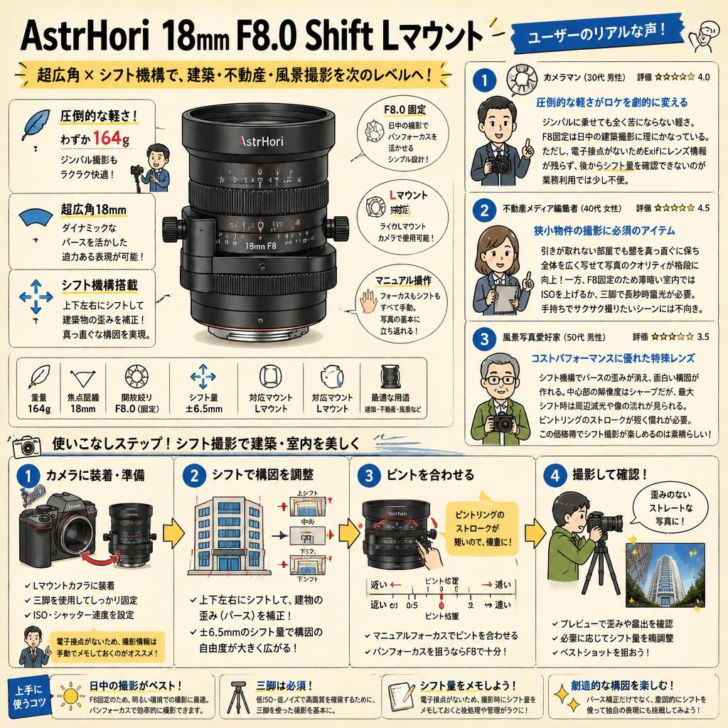 AstrHori 18mm F8.0 Shift Lマウント インターネット上のお客様の声（評判）