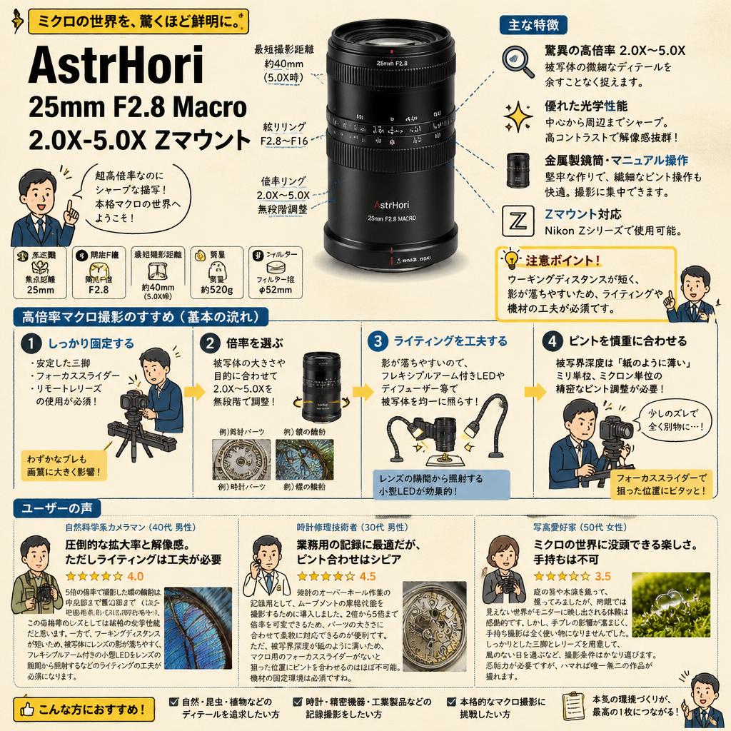 AstrHori  25mm F2.8 Macro 2.0X-5.0X Zマウント インターネット上のお客様の声（評判）