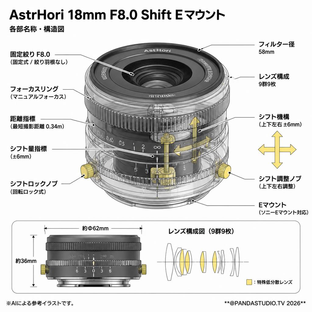 AstrHori 18mm F8.0 Shift Eマウント スペック