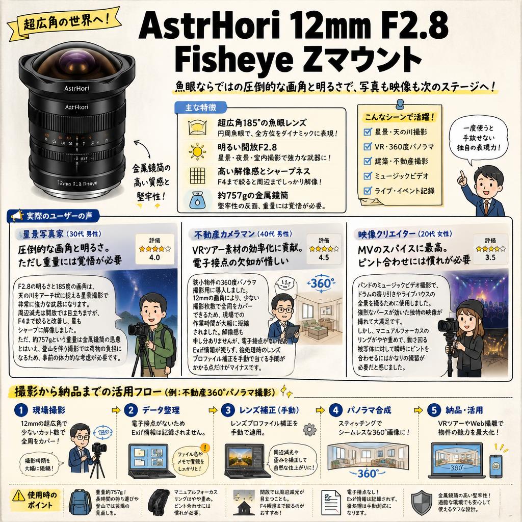 AstrHori 12mm F2.8 Fisheye Zマウント インターネット上のお客様の声（評判）