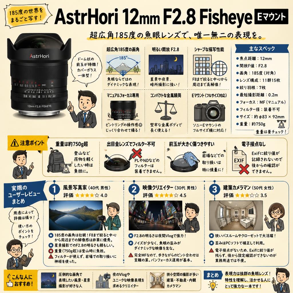 AstrHori 12mm F2.8 Fisheye Eマウント インターネット上のお客様の声（評判）