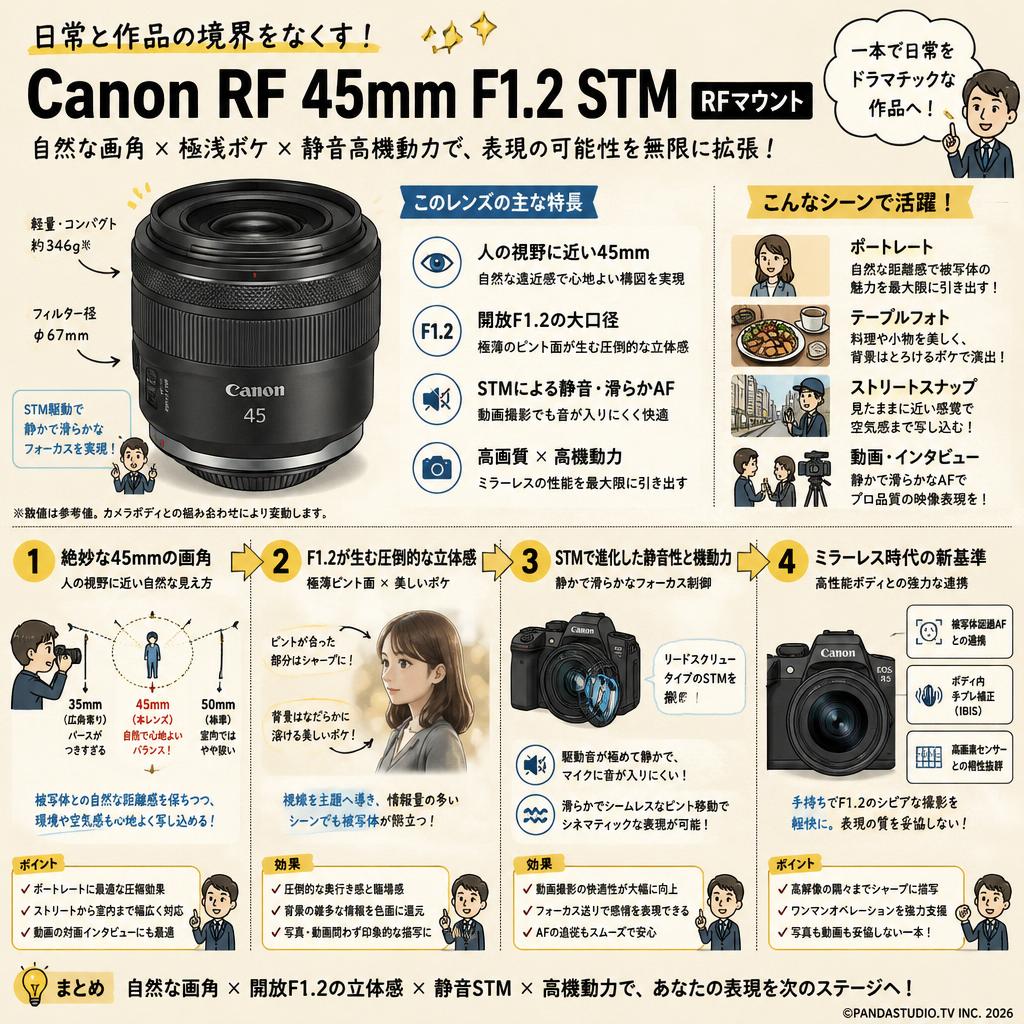 Canon RF 45mm F1.2 STM RFマウント 概要