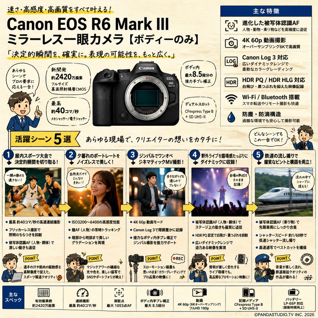 Canon EOS R6 Mark III ミラーレス一眼カメラ [ボディーのみ] 用途
