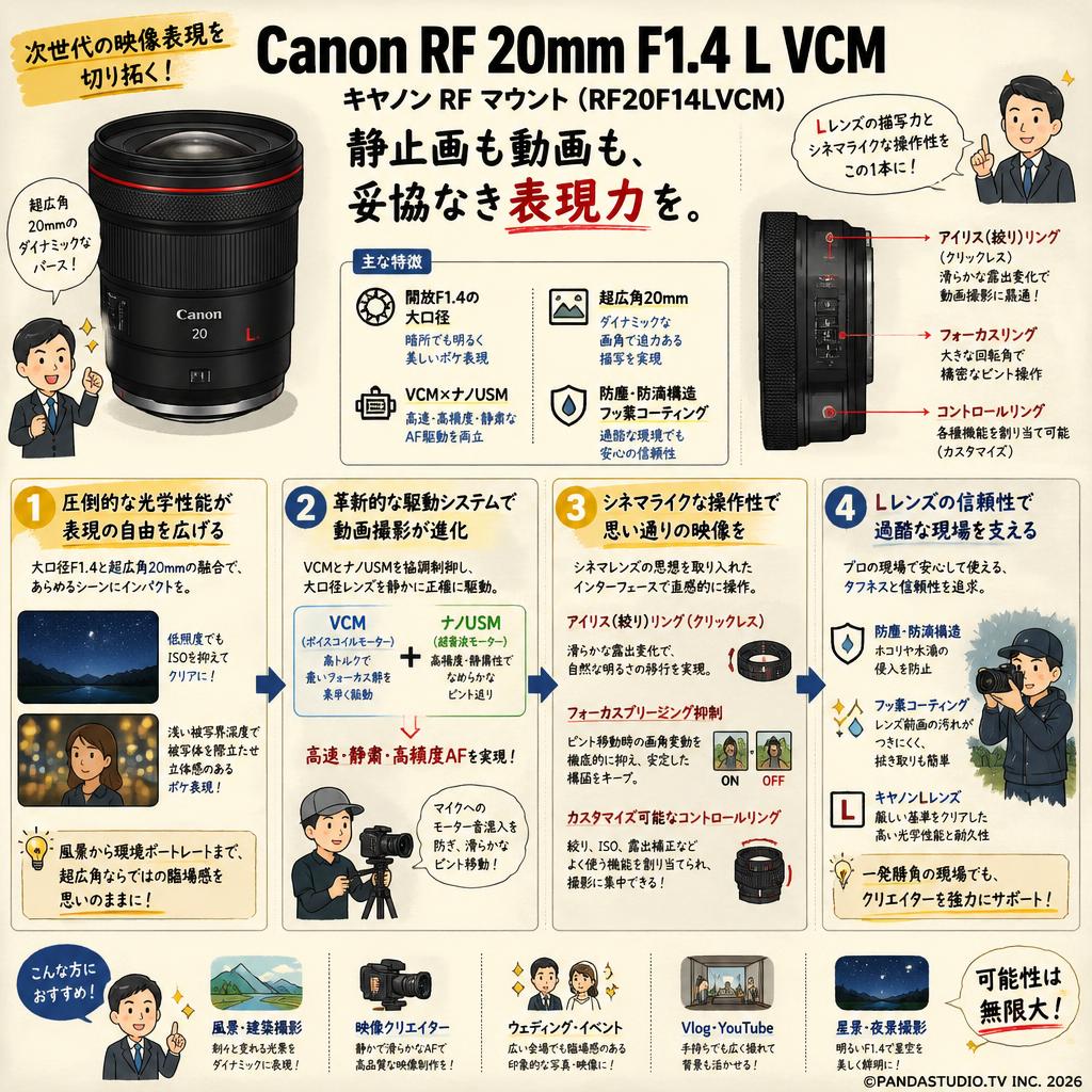 Canon RF 20mm F1.4 L VCM キヤノン RF マウント（RF20F14LVCM） 概要