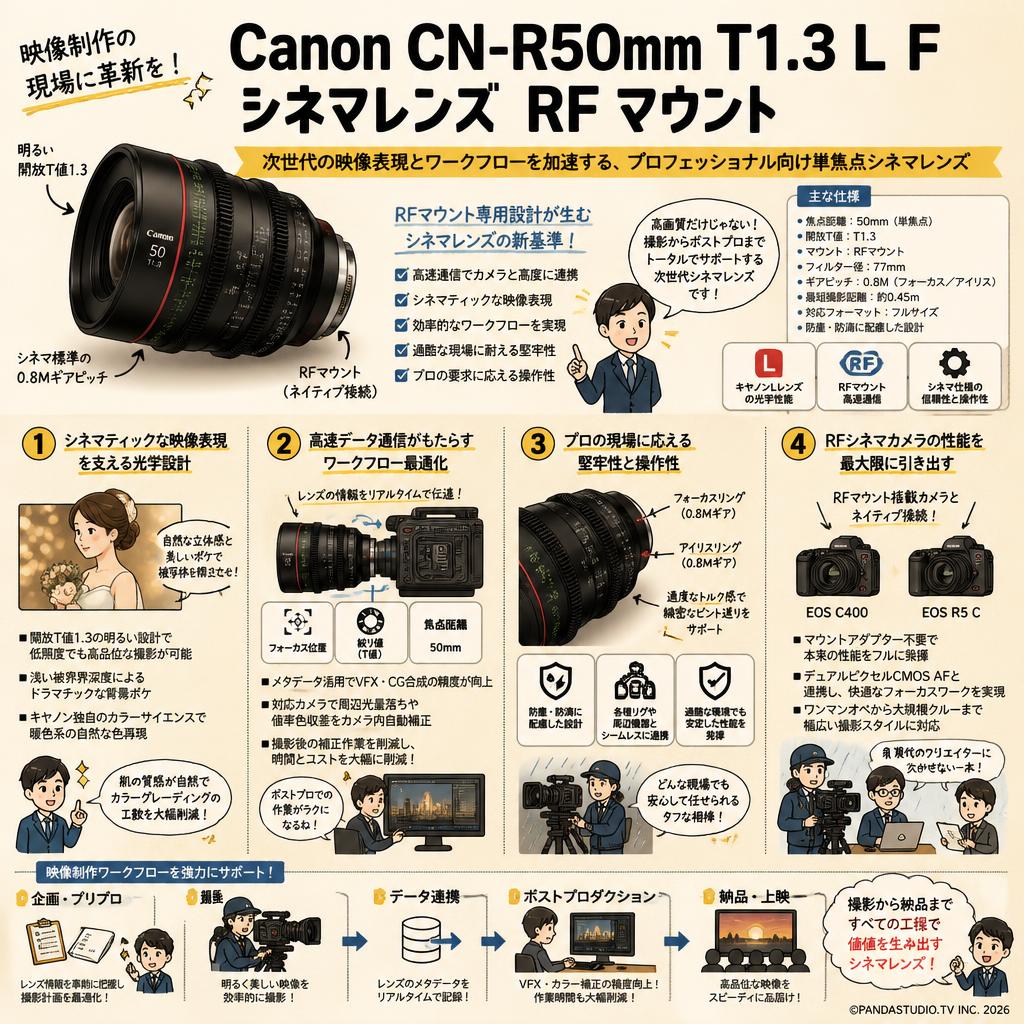 Canon CN-R50mm T1.3 L F シネマレンズ  RF マウント 概要